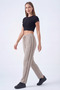 Women's Stone Combed Cotton Ribbed Pocket Zipper Flat Leg Sweatpants - 5