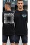 Men's Black Oversize Never Quit & Distortion Printed Double-Sided Streetwear T-Shirt - Athlete T-Shirt - 2