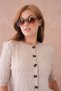 12036 Crew Neck Bow Button Detailed Hair Knit Premium Yarn Knitwear Cardigan - 2