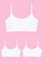 Young Girls' Non-Padded Half Tank Tops, Cotton Pack Training Bras, 3-Pack - 2