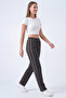 Women's Smoked Combed Cotton Ribbed Pocket Zipper Flat Leg Sweatpants - 3