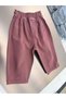 Girl's Cotton Dusty Rose Elastic Waist Wide Leg Pants - 2
