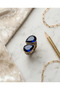 Bronze Ring Authentic Jewelry Navy Blue Drop Stone Front Adjustable Vintage Women's Ring - 6