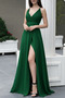 New Season Women's Stylish Long Crepe Dress with Rope Straps and Deep Long Slit Detail - 2