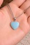 Blue Heart Stone Necklace 60 cm Chain Unisex Natural Looking Stylish Design - 3