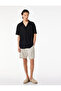 Cotton Pocketed Bermuda Shorts with Striped Waist and Lace-Up Detail