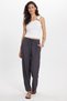 Women's regular fit classic cut cotton antracite trousers with lace-up waist and double pockets - 3