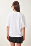 Printed Oversize Knitted T-Shirt Lzv0062 White - 4