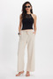 Women's Relax Fit Comfortable Cut 100% Cotton Elastic Waist with Laces Double Pockets Stone Trousers - 2