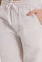Women's regular fit classic cut cotton waist tie elastic linen look stone palazzo pants - 5