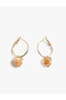 Stone Detailed Heart Charm Hoop Earrings - 2
