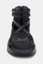 Lony Women's Sandals with Front Cross Detail and Ankle Buckle - Black - 4