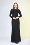 Women's Long Dress, Round Neck, Back Zipper, Long Sleeve, Lined Stylish Evening Dress - 4