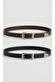 2-Piece Genuine Leather Women's Belt |   Antique Silver Bridge with End Detail |   2cm Elegant Design