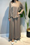 Saphire Set with Snap Detail Accessories on Blouse and Skirt 956 Khaki - 2