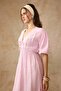 Elastic Waist Lace Detailed Half Sleeve Muslin Dress Pudra 9331-E - 4