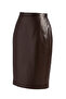 Brown Women's Pencil Genuine Leather Skirt - 4