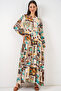 Women's Patterned Long Hijab Dress 2585 - H. Brown