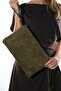 Morden Khaki Suede Genuine Leather Women's Clutch Bag