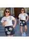 Girl's White Blouse with Floral Black Skirt Set-2526Y - 3