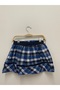 Girl's Plaid Navy Blue Cobalt blue White Elastic Waistband with Bow on the Front Unlined 9258 - 6