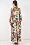 Women's Patterned Long Hijab Dress 2585 - H. Brown - 6