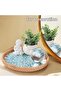 Set of 2 Handmade Natural Rattan Tray Patterned Round Presentation Tray 30-33 cm Blue - 2