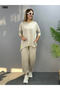 Women's Two-Thread Viscose Cotton Fabric Double Suit with Arma Detail - 4