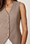 Gold Buttoned Knitted Vest Lub0328 Vi̇zon - 3
