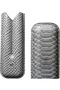 Premium Leather Cigar Case with Cutter – Exotic Snake Print Grey Finish - 3