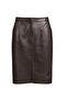 Brown Lina Slit Detailed Midi Genuine Leather Women's Skirt - 5