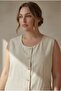 Women's Plus Size Buttoned Vest Trouser Set Ecru - 2