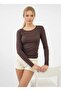 26031 Women's Wide Collar Slim Fit Design Modal Combed Cotton Blouse - 2