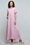 Printed Nightgown with Round Neck and Short Sleeves