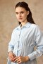 Pencil Detailed Waist-Fitted Cotton Shirt Blue 9451 - 2