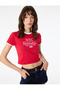 Slim Fit Short Sleeve Crew Neck Cotton Ribbed Printed T-Shirt - 2