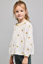 Embroidered Top with Round Neck and Puff Sleeves - 4