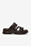 Women's Brown Comfortable Buckle Double Strap Slippers - 5