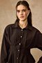 Pencil Detailed Waist-Fitted Cotton Shirt Brown 9451 - 2