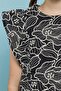 Patterned Top with Crew Neck and Flutter Sleeves - 6