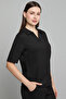 Textured Collared Top with Short Sleeves - 2