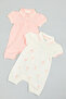2 Pack Embroidered Rompers with Puff Sleeves