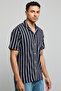 Striped Shirt with Reverse Collar and Short Sleeves - 5
