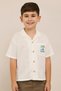Print Detail Shirt with Revere Collar and Short Sleeves