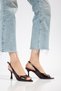 Mia Bitter Brown Rustic Patent Leather Pointed Toe Open Front Thin Heeled Women's Shoes - 4