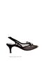 Women's Pointed Toe Open-Side Mesh Strap Classic Heeled Shoes in Coffee Leather - 8