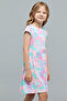 Printed Fit & Flare Dress with Crew Neck and Short Sleeves - 2