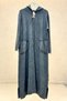 Self-Patterned Hooded Organic Cotton Dress with Pockets