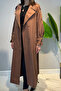 Alleri Button Detailed Double Breasted Cotton Trench Coat 844 Brown - 5
