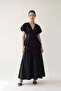 Black 100% Cotton Button Detailed Blouse and Skirt Set